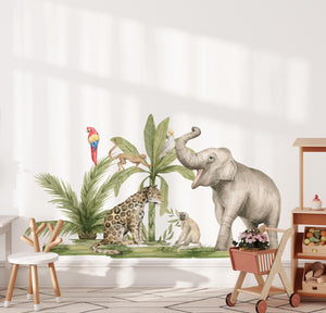 Safari jungle animals and palms walldecals - 3 sheets!