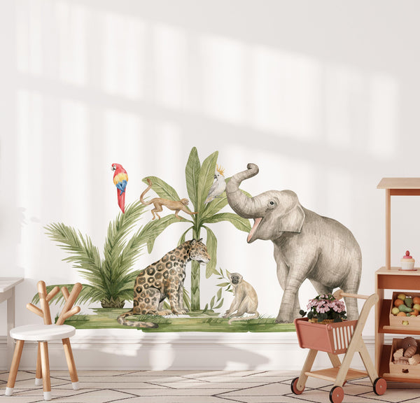 Safari jungle animals and palms walldecals - 3 sheets!