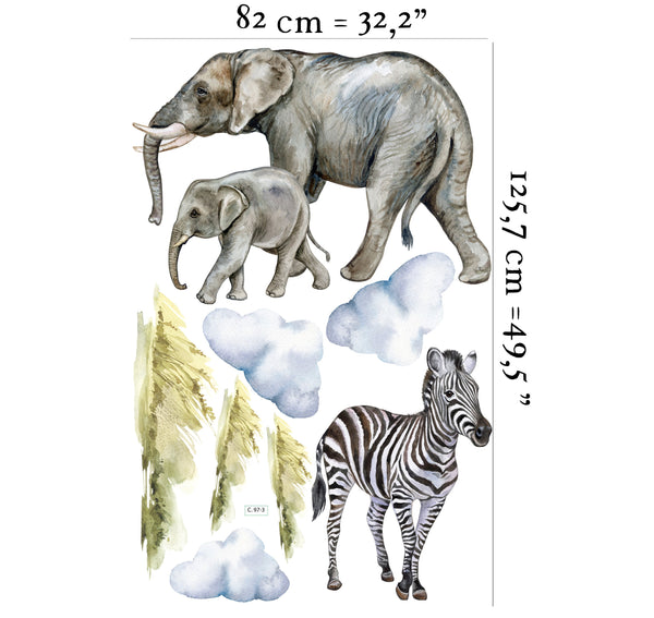 Big safari collection of African animals: Lions, Elephant, Zebra, Giraffe
