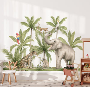 Safari jungle animals and palms walldecals - 3 sheets!