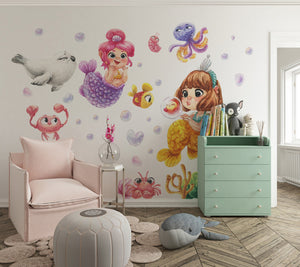 Funny & Happy Mermaids - wall decals for a girl's room