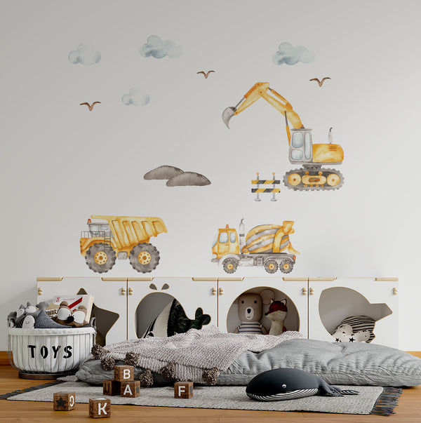Construction Machines & Flying Machines walldecal set