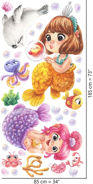 Funny & Happy Mermaids - wall decals for a girl's room