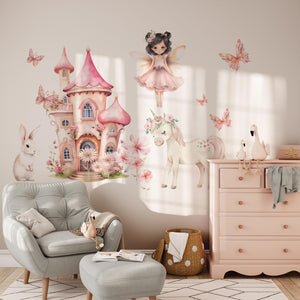 Fairy Tale Wall Sticker with Castle & Unicorn