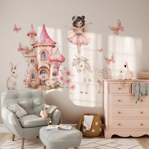 Fairy Tale Wall Sticker with Castle & Unicorn