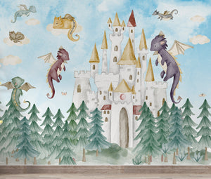 Dragon Castle - Wallmural Fairy Tale Kids Wallpaper