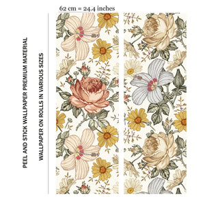 Floral removable wallpaper with big flowers
