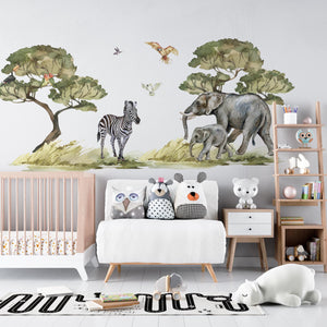 Big safari collection of African animals: Lions, Elephant, Zebra, Giraffe
