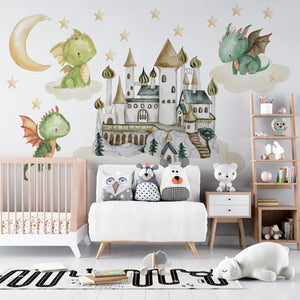 Dragon guardians of the castle wall decals