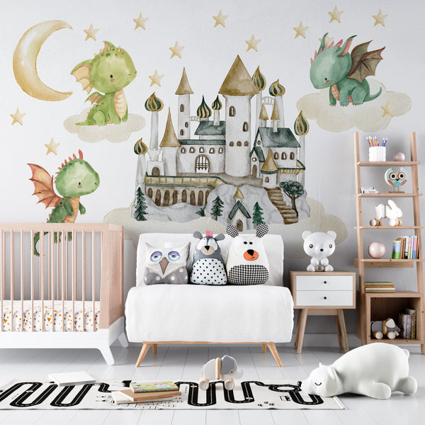 Dragon guardians of the castle wall decals