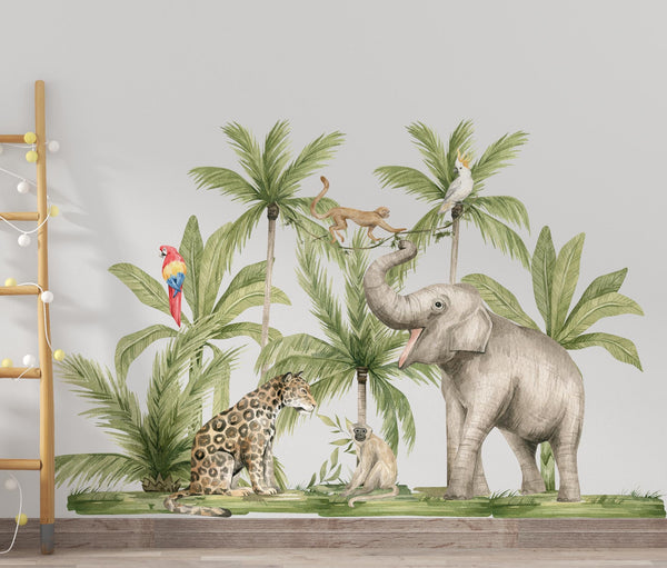 Safari jungle animals and palms walldecals - 3 sheets!