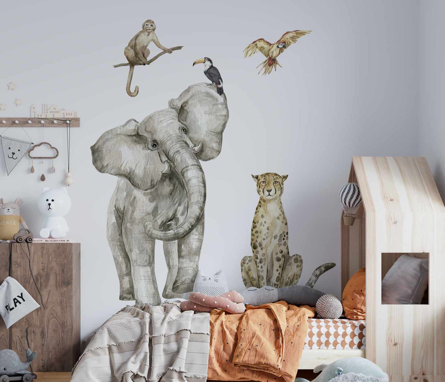 Elephant with Cheetah wall stickers