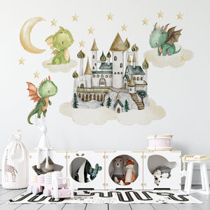 Dragon guardians of the castle wall decals