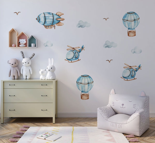 Construction Machines & Flying Machines walldecal set