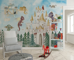 Dragon Castle - Wallmural Fairy Tale Kids Wallpaper