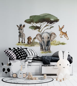 Sweet little African animals - safarii walldecal set