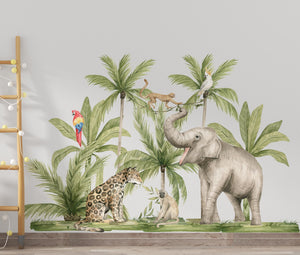 Safari jungle animals and palms walldecals - 3 sheets!