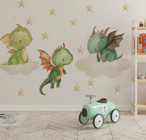 Dragon guardians of the castle wall decals