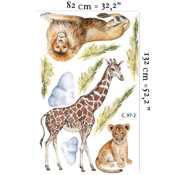 Big safari collection of African animals: Lions, Elephant, Zebra, Giraffe