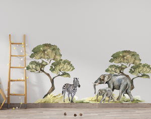 Big safari collection of African animals: Lions, Elephant, Zebra, Giraffe