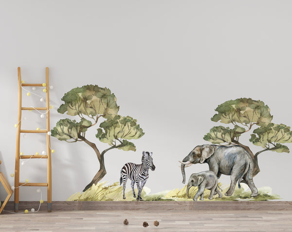 Big safari collection of African animals: Lions, Elephant, Zebra, Giraffe