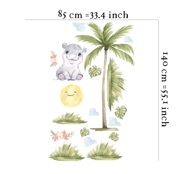 Happy Hippo - African nursery wall decal
