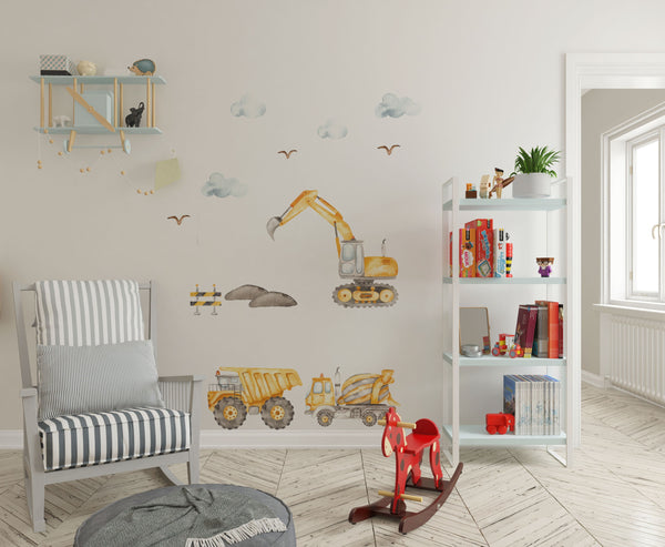 Construction Machines & Flying Machines walldecal set