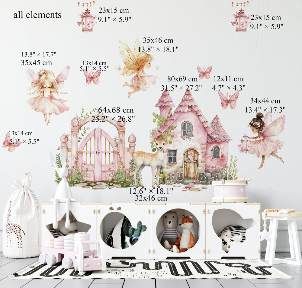 fairy wall decals for girls bedroom, fairy wall stickers, nursery wall decals, nursery wall stickers peel and stick, kids room wall stickers,