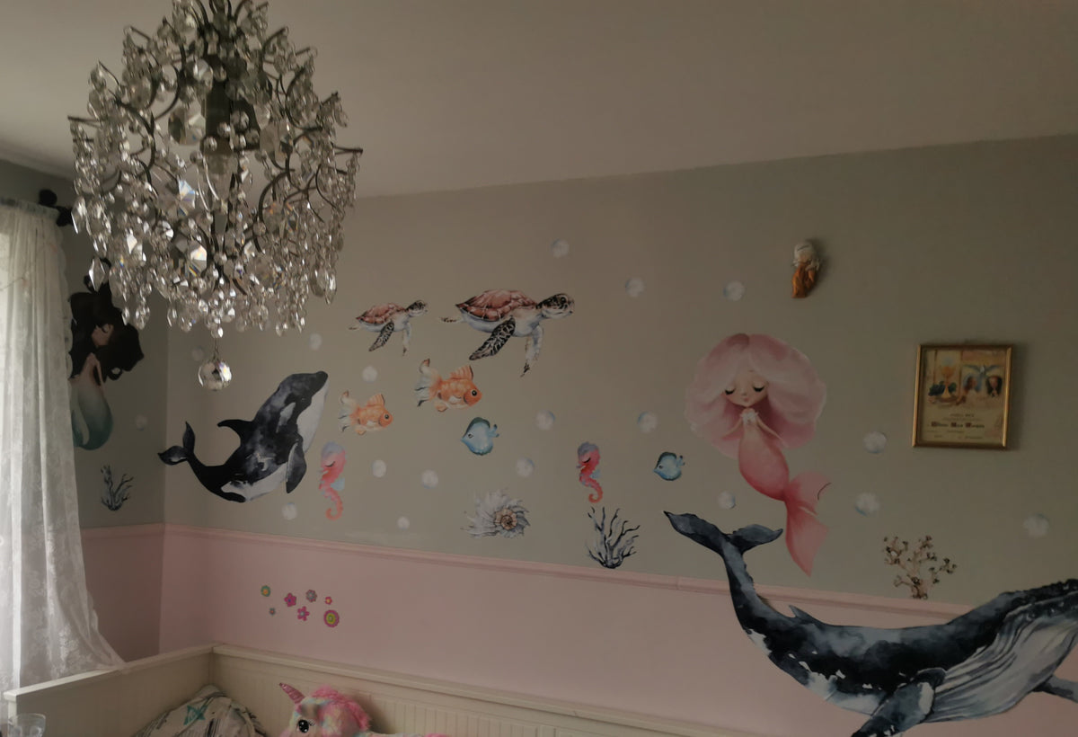 Underwater wall decals in a customer home