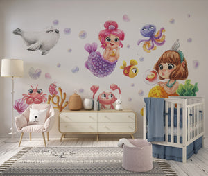 Funny & Happy Mermaids - wall decals for a girl's room