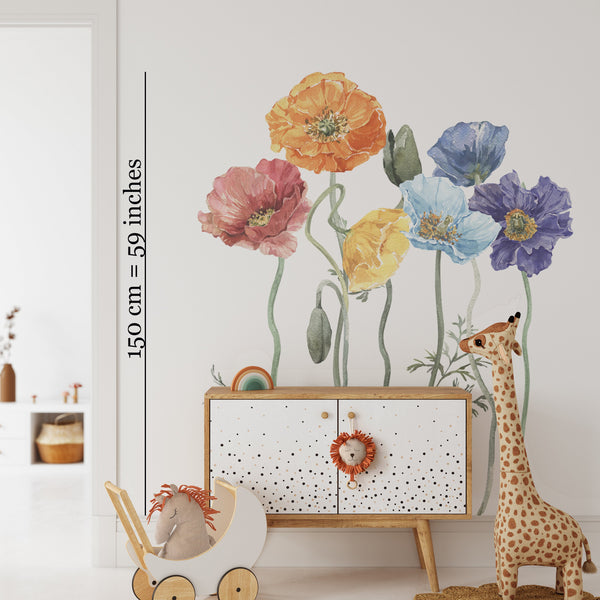 Poppy wall decals - 4 sizes