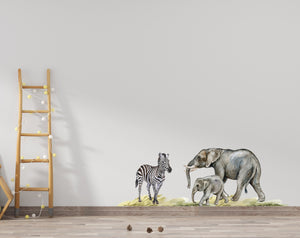 Big safari collection of African animals: Lions, Elephant, Zebra, Giraffe