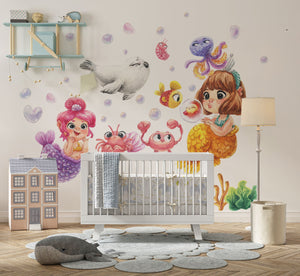Funny & Happy Mermaids - wall decals for a girl's room