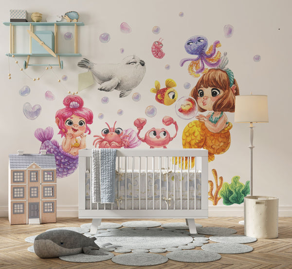 Funny & Happy Mermaids - wall decals for a girl's room