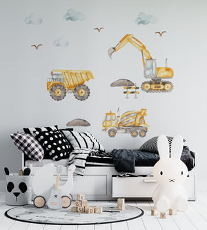 Construction Machines & Flying Machines walldecal set