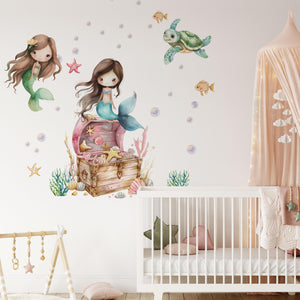Beautiful mermaids and their underwater castle walldecals
