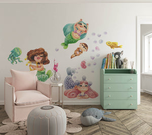 Funny Singing Mermaids Wall Decal set