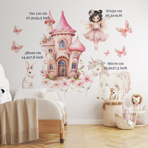 Fairy Tale Wall Sticker with Castle & Unicorn