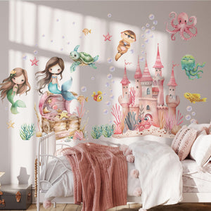 A girls room with mermaid walldecals from Igibee