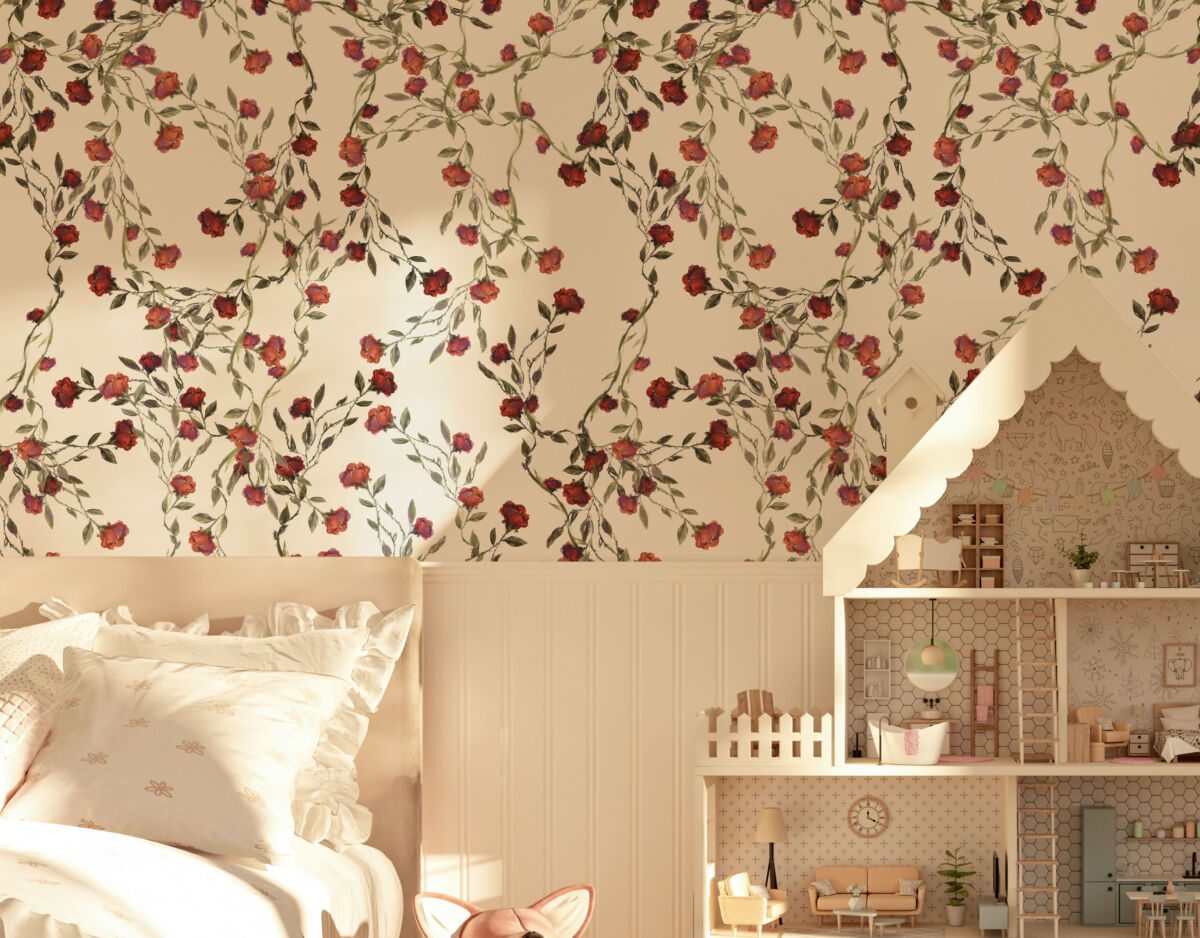 Watercolor Red Flowers Wallpaper