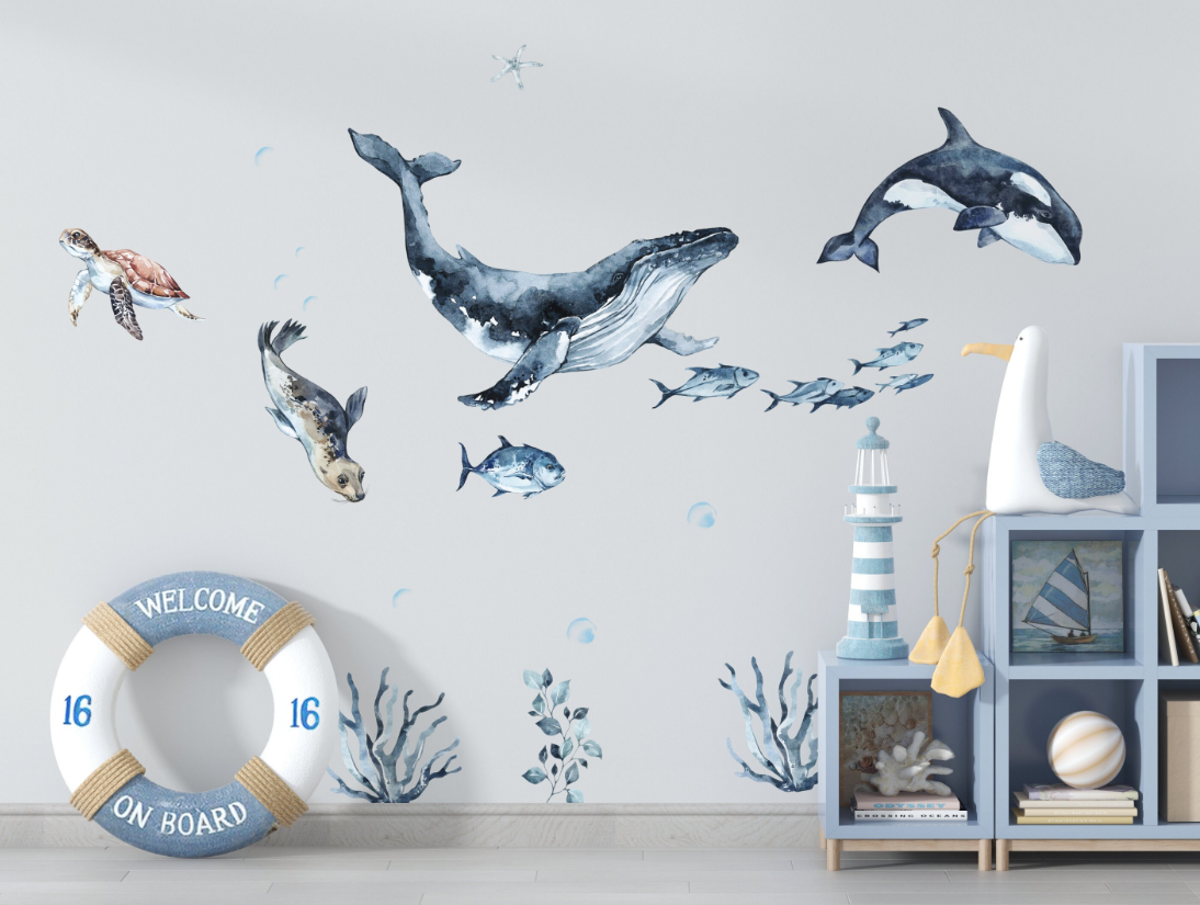 Wandaufkleber Orca und Wal