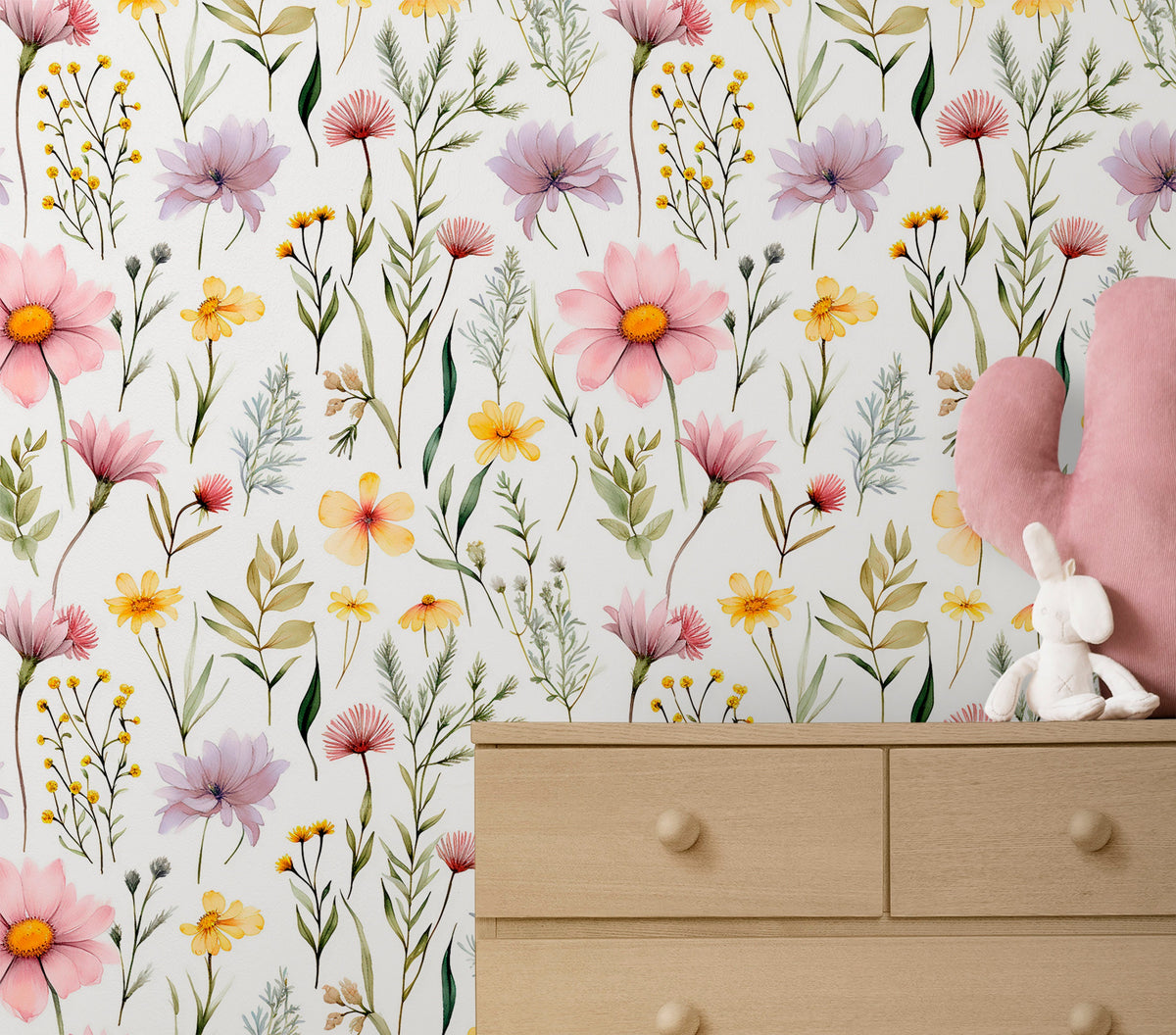 Pastel Floral Wallpaper for Nursery Room