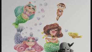 Funny Singing Mermaids Wall Decal set