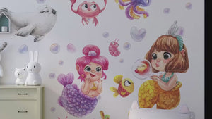 Funny & Happy Mermaids - wall decals for a girl's room