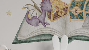 Dragon wall decals magical book and clouds walldecals