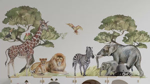 Big safari collection of African animals: Lions, Elephant, Zebra, Giraffe