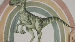 Velociraptor and rainbow walldecals