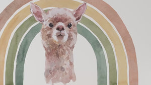 Lama mit Regenbogen - Boho Kinderzimmer Aufkleber