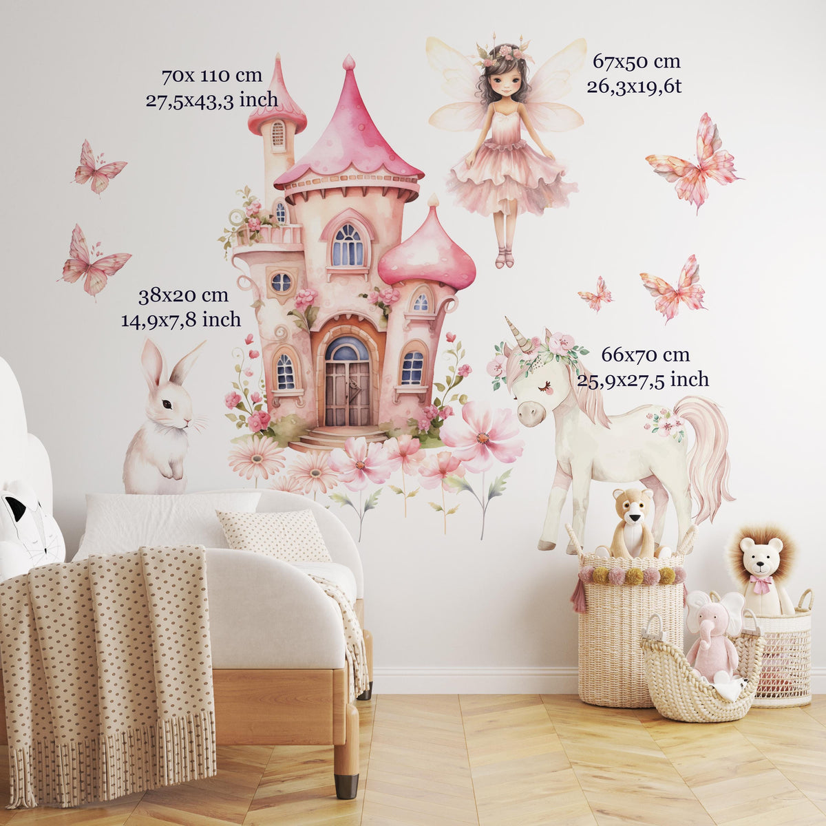 Vinylové Samolepky na Zeď s Vílami - Pastelové Samolepky pro Fantazijní Pokoj