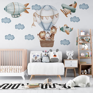 Little  Animals conquer the skies! - a set of wall stickers for children